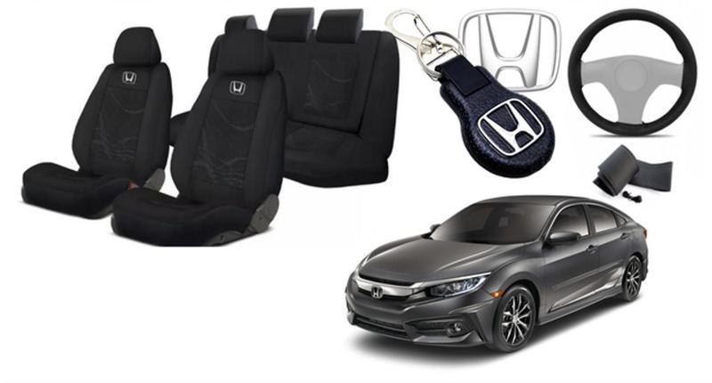 Imagem de Kit Personalizado Estofado Assentos Civic 16-21 + Volante + Chaveiro