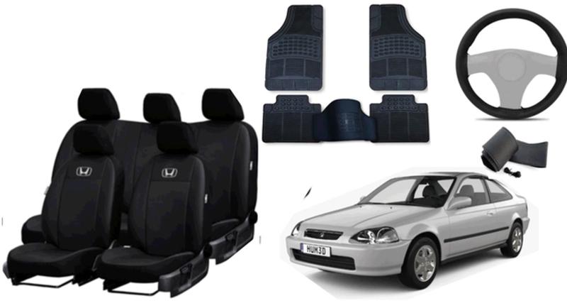 Imagem de Kit Personalizado para Honda Civic 95-99: Capa de Couro, Tapetes e Capa de Volante