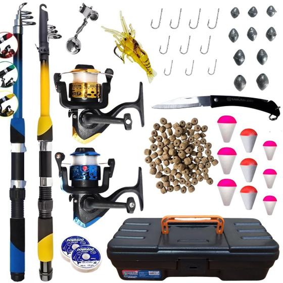 Imagem de Kit Pesca 2 Varas + 2 Molinetes Ultra Light + Acessórios