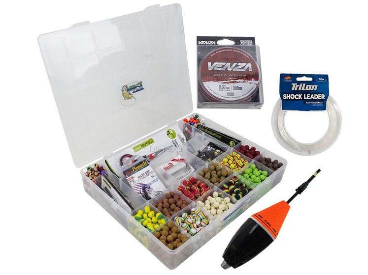 Imagem de Kit Pesca 720 Evas Formato Ração (10mm) + 200 Miçangas + Estojo G + Acessórios