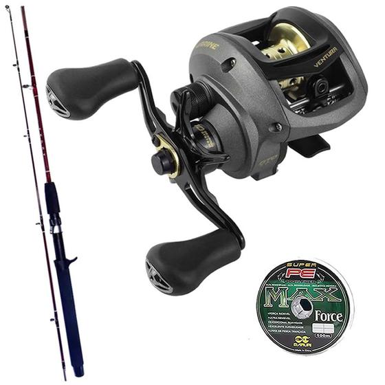 Imagem de Kit Pesca Carretilha New Ventura VT10 com Vara Peggy 1,80mts e Linha Multifilamento