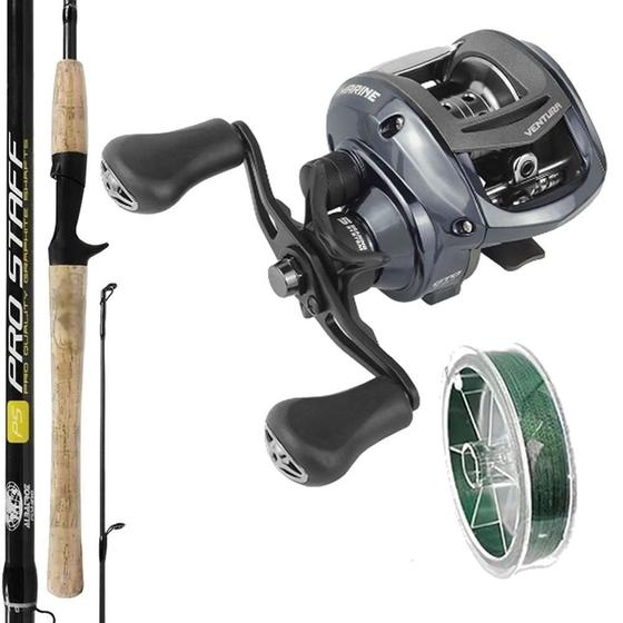 Imagem de Kit Pesca Carretilha New Venturra VT5 com Vara Pro Staff 1,68mts e Linha Multifilamento