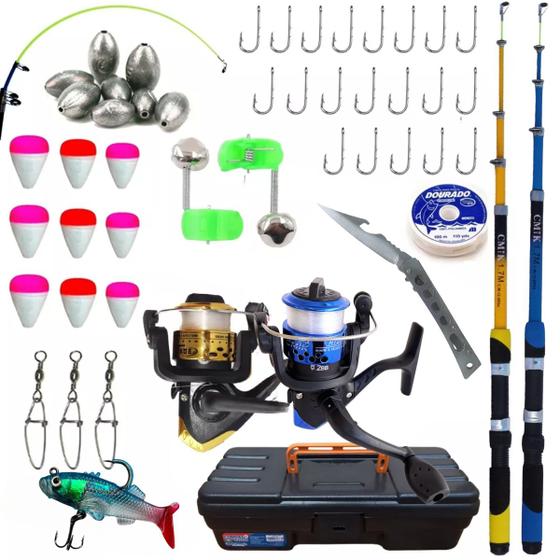 Imagem de Kit Pesca Com 2 Varas Telescópicas e 2 Molinetes Ultra light + Maleta com Muitos Acessórios