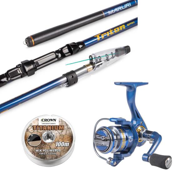 Imagem de Kit Pesca Maruri Vara Triton 2,40+ Molinete Triton 500+Linha