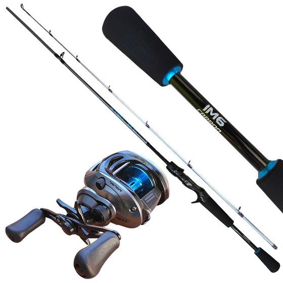 Imagem de Kit Pesca Profissional Vara Carbono +Carretilha 10 Rol Saint