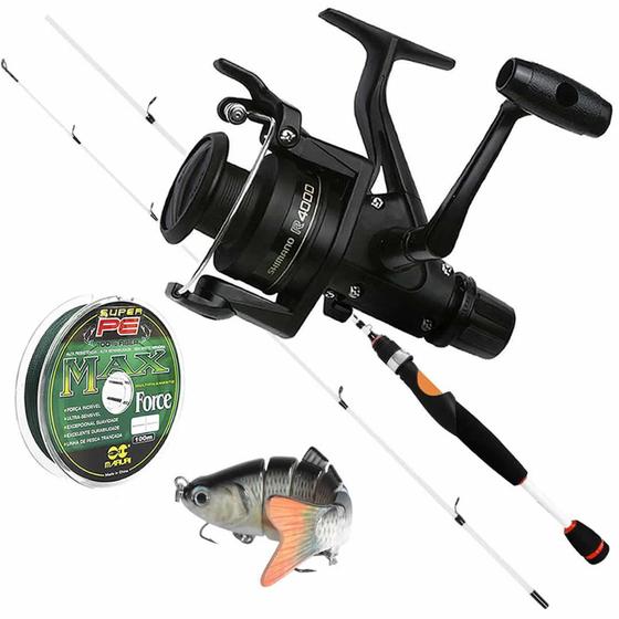 Imagem de Kit Pesca Tucunaré Vara Carbono 14Lbs Isca Lambari Molinete Ix 4000 Shimano + Linha Multi