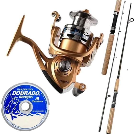 Imagem de Kit Pesca Vara Shimano Molinete 6 Rolamentos Linha Mono