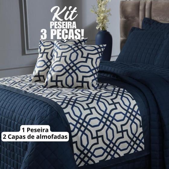 Imagem de Kit Peseira Decoração Quarto Elegante com Capa de Almofada Solteiro 3 Peças.