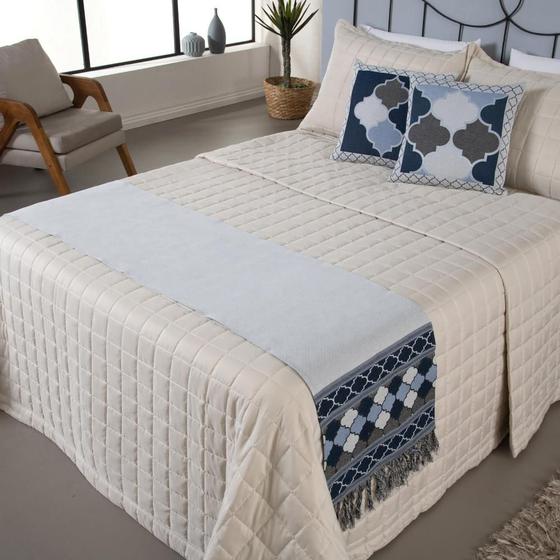 Imagem de Kit Peseira Grécia Para Cama Com Almofadas Cheias Queen 5 Pçs Jacquard