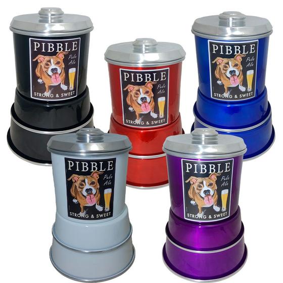 Imagem de Kit Pet Comedouro + Pote de Ração Modelo Dog Pitbull Aluminio