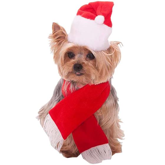 Imagem de Kit Pet Gorro e Cachecol Papai Noel - Natal