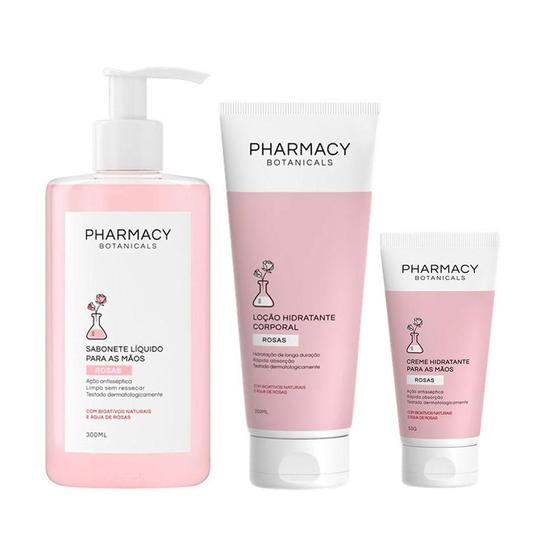 Imagem de Kit Pharmacy Sab Líq 300Ml E Cr Para Mãos E Loç Corp Rosas