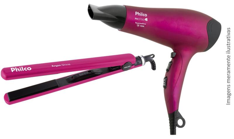 Kit Philco Secador PH3700 2000W + Prancha Argan Shine Imagem de Kit Philco Secador PH3700 2000W + Prancha Argan Shine