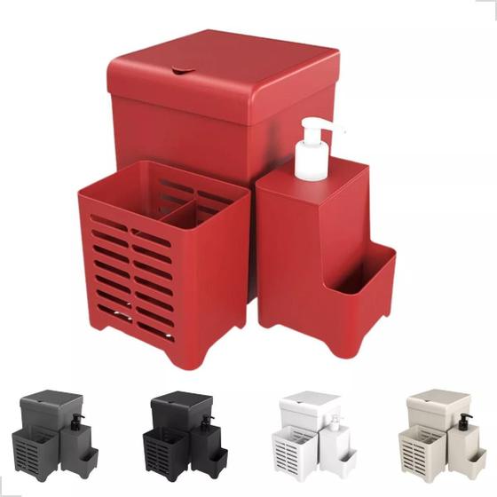 Imagem de Kit Pia 3 Peças Smile Com Caixa Cores - Vermelho