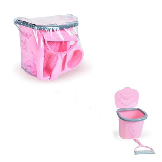 Imagem de Kit Pia Com Lixeira Rodo E Porta Detergente Rosa