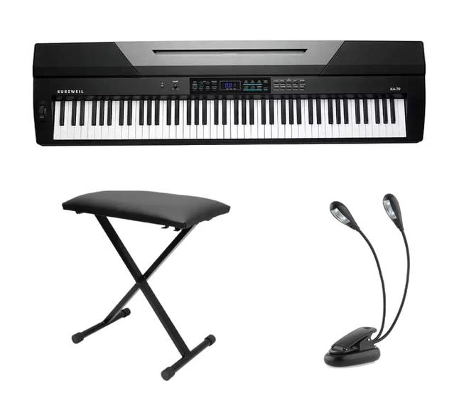 Imagem de Kit Piano Arranjador Kurzweil KA70 com Banqueta e Luminária