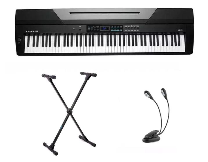 Imagem de Kit Piano Arranjador Kurzweil KA70 com Suporte e Luminária