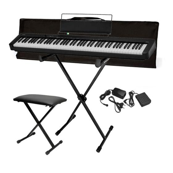 Imagem de Kit Piano Digital Casio Cdps90 Capa Suporte X Banqueta Pedal