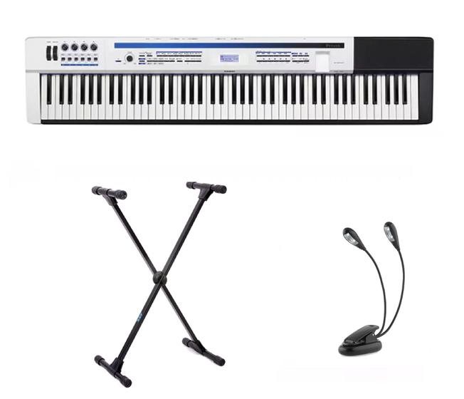 Imagem de Kit Piano Digital Casio PX5S WE com Suporte e Luminária