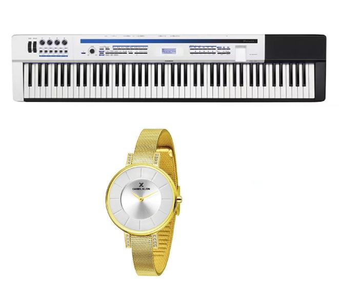 Imagem de Kit Piano Digital Casio PX5S WE e Relogio Dk Dk11177-1