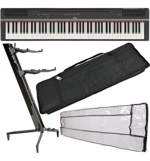 Imagem de Kit Piano Digital Yamaha P-125 Preto 88 Teclas + Acessórios