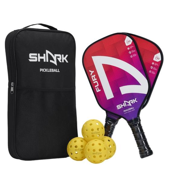 Imagem de Kit Pickleball Shark com 2 Raquetes e 4 Bolas
