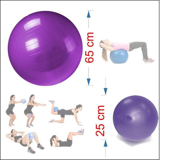 Imagem de Kit Pilates - Bola Suiça 65Cm + Overball 25Cm