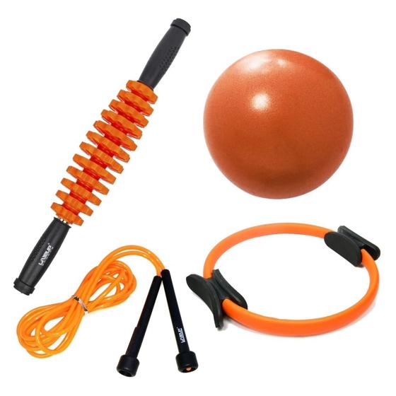 Imagem de Kit Pilates com Rolo Massageador + Arco + Corda de Pular + Overball  Liveup Sports 