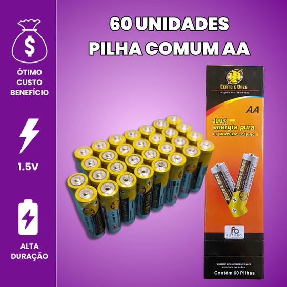 Imagem de Kit Pilha AA Comum C/ Pilha AAA Palito Caixa 60 Unidades Cada