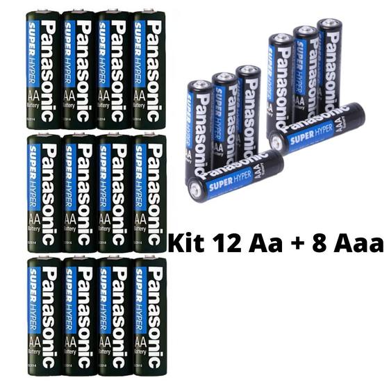 Imagem de Kit Pilha Panasonic Aa 12 Un + Aaa 8 Un Comum Original