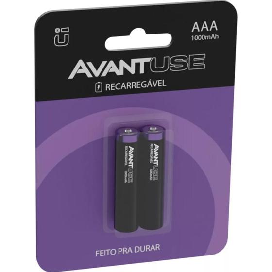 Imagem de Kit Pilhas Recarregáveis AAA Com 02 Unidades 1000mah Avant