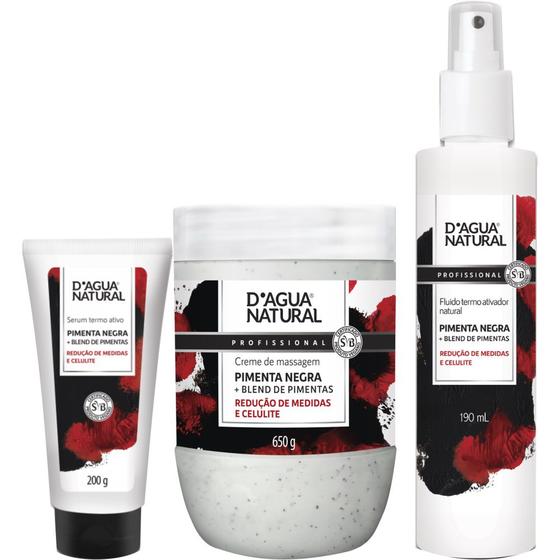 Imagem de Kit pimenta negra creme serum e fluido redução dagua natural