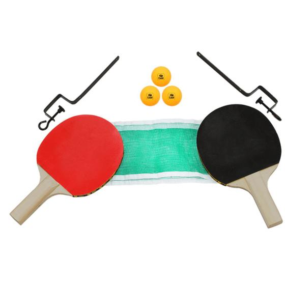 Imagem de Kit Pin-Pong Espessura até 38mm com Raquetes Rede 3 Bolinhas Belfix