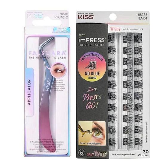 Imagem de Kit Pinça + Refil Cílios Autocolantes Kiss New York Impress