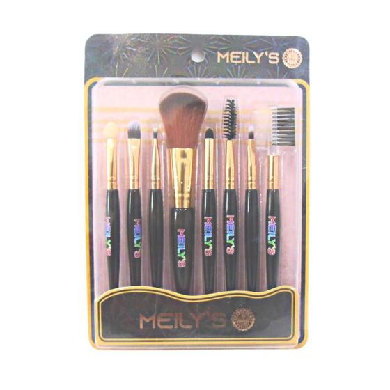 Imagem de Kit Pincel Para Maquiagem Meily's Preto C/8 Mkp-146
