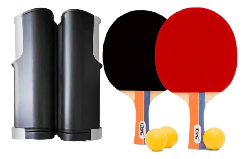 Imagem de Kit Ping Pong 2 Raquete Rede Tênis De Mesa 3 Bolinhas Lelong