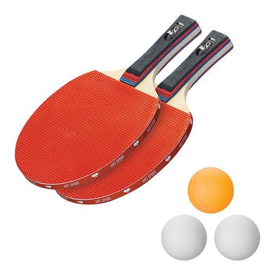 Imagem de Kit Ping Pong 2 Raquetes Emborrachadas 3 Bolinhas 1 Bolsa