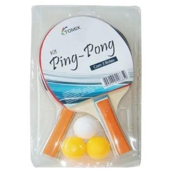 Imagem de Kit Ping Pong Com 3 Bolas Raquetes De Madeira- Toymix