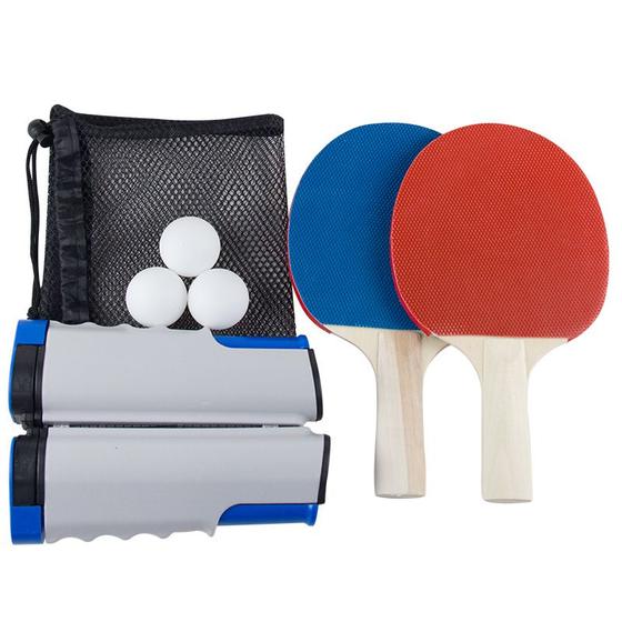 Imagem de Kit Ping Pong Com Rede Retrátil + 2 Raquetes + 6 Bolinhas + Bolsa