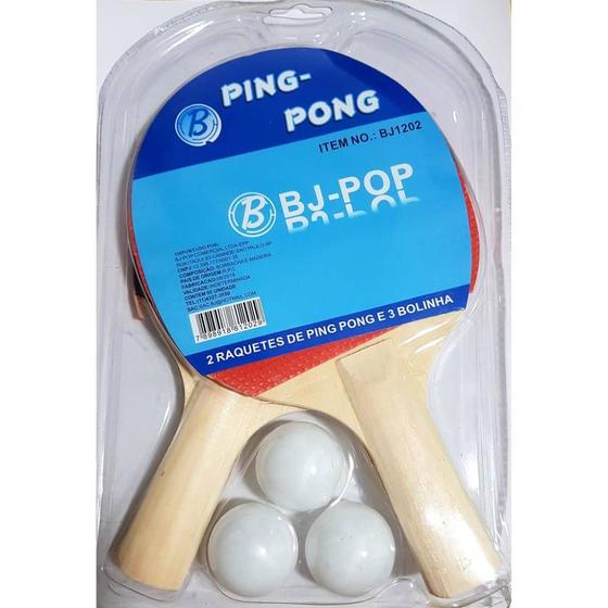 Imagem de Kit ping pong POP com 02 raquetes e 03 bolinhas