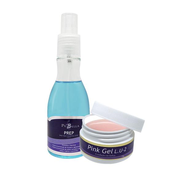 Imagem de Kit Pink Gel Lu2 E Prep Higienizador Produtos Unhas Piubella