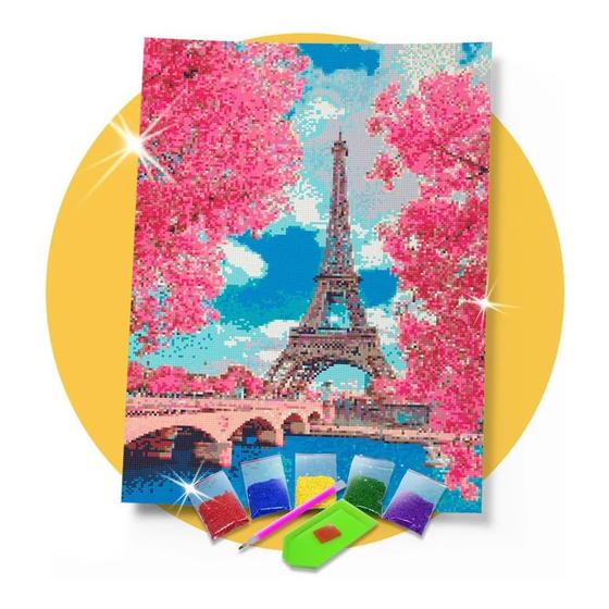 Imagem de Kit Pintura com Diamantes Tela Torre Eiffel 60x42cm 5D DIY