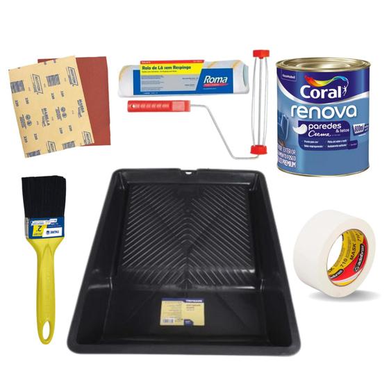 Kit Pintura FAÇA VOCÊ MESMO 7 Itens + Tinta Creme de pintura Renova Paredes Coral Azul da Boêmia Menor preço em Kit Pintura FAÇA VOCÊ MESMO 7 Itens + Tinta Creme de pintura Renova Paredes Coral Azul da Boêmia