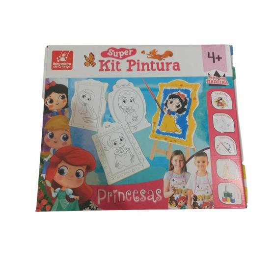 Imagem de Kit Pintura Infantil Princesas Baby Cavalete Em Madeira 45Cm