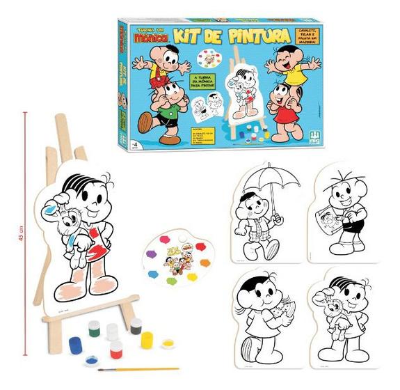 Imagem de Kit Pintura Infantil Turma Da Monica Com Mini Cavalete - Nig Brinquedos 