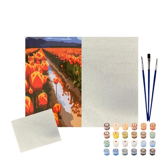 Imagem de Kit Pintura Numerada Arte Terapia 40X50cm Campo de Tulipas