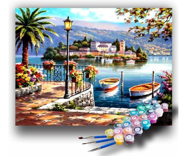 Kit Pintura Numerada Terapêutica Ilha 40X50Cm - Dadeni - Quadro ...