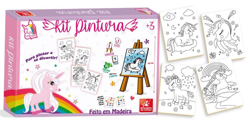 Imagem de Kit Pintura Para Colorir Infantil Mini Cavalete Unicórnio - Brincadeira de criança