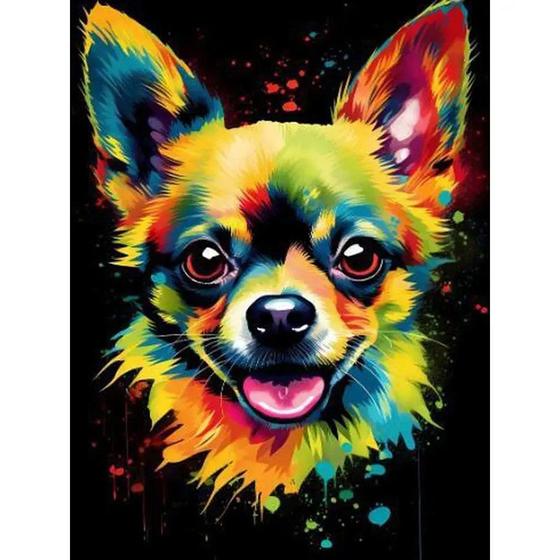 Imagem de Kit pintura terapêutica numerada Chihuahua Pintura Cachorro Quadro Terapêutico Cão