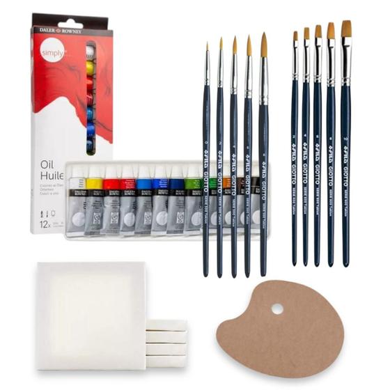 Imagem de Kit Pintura Tinta Artist Oleo Daler&rowney Paleta Tela Souza